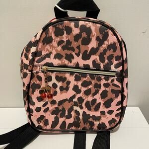 NWT Pink & Black Animal Print Mini Backpack Bag Dangle Charm